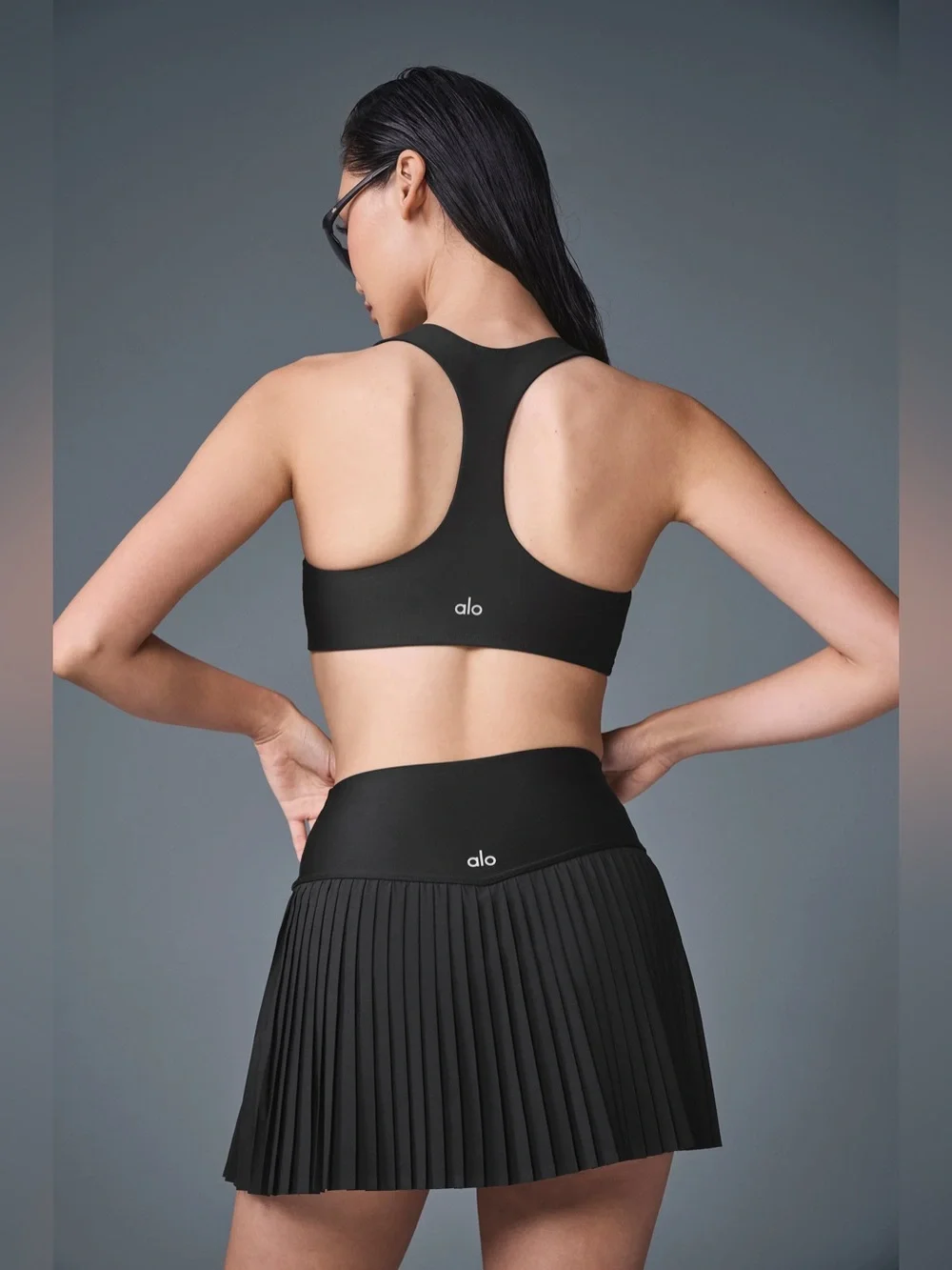 Alo Grand Slam Pleated Tennis Skirt in Black